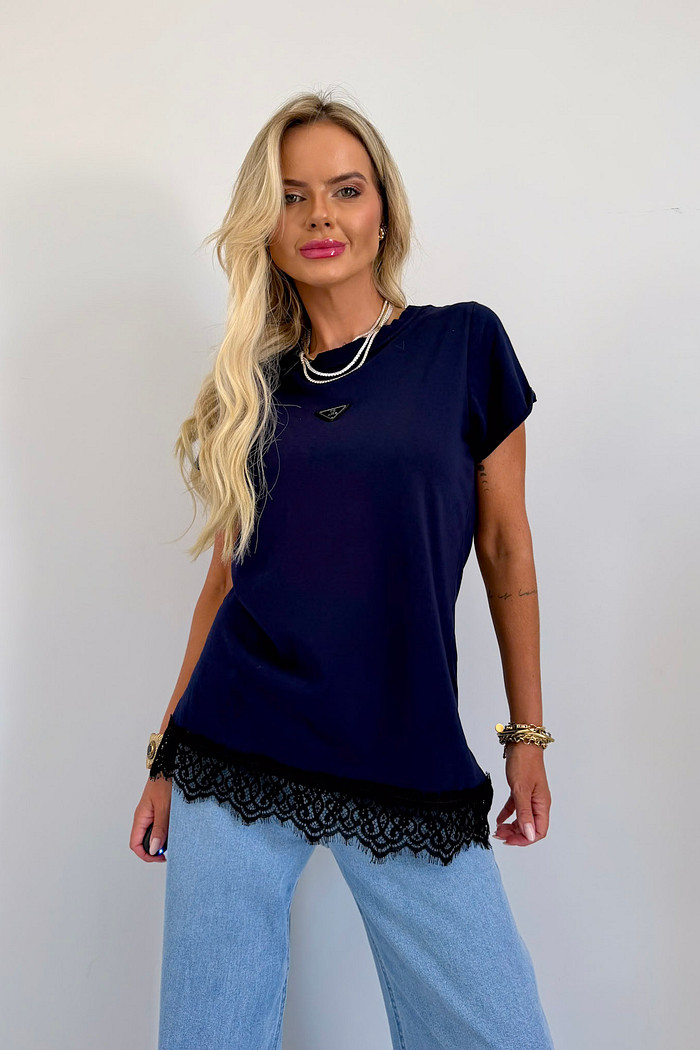 T-shirt Renda Azul Marinho