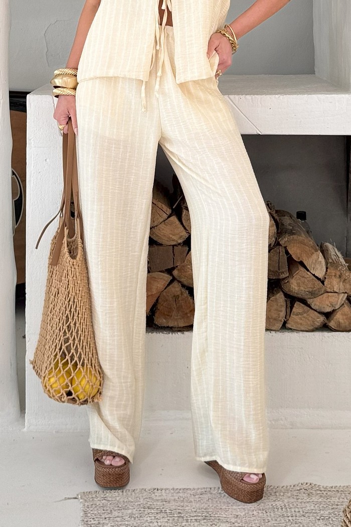 Calça Pantalona Isla Amarelo Manteiga