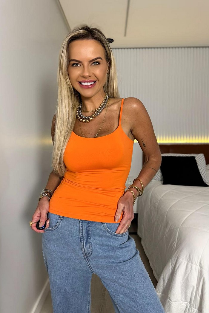 Blusa Alça Poli Laranja