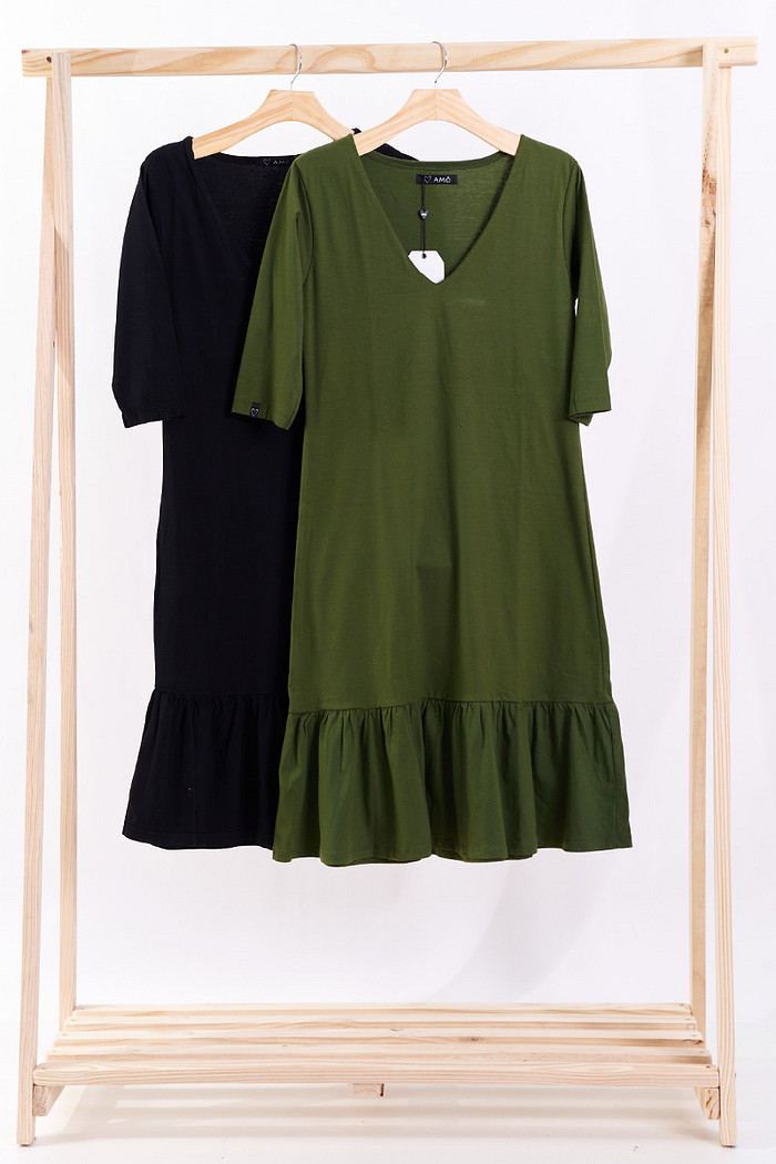 Vestido Midi Babado Verde Militar