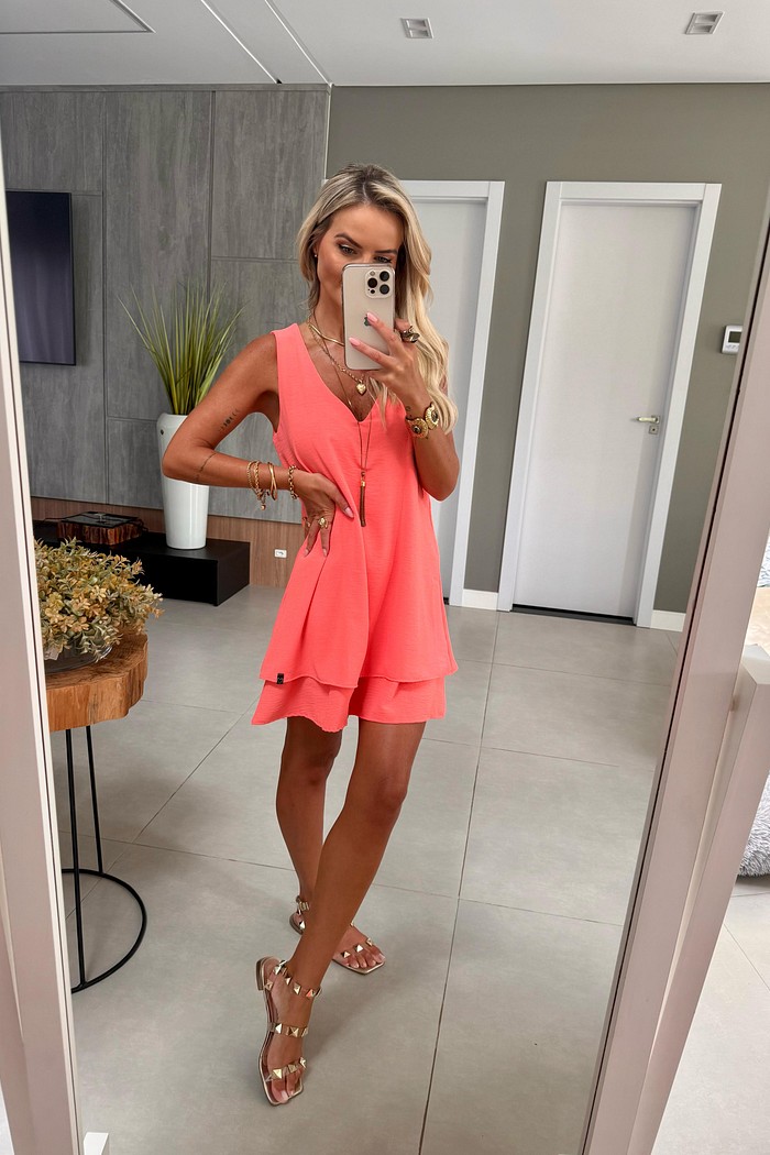 Vestido Maya Sem Mangas Coral