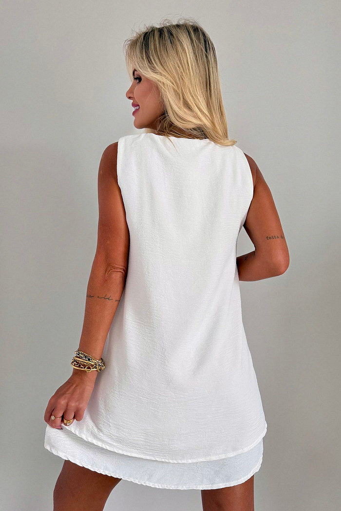 Vestido Curto Maya Sem Mangas Off White