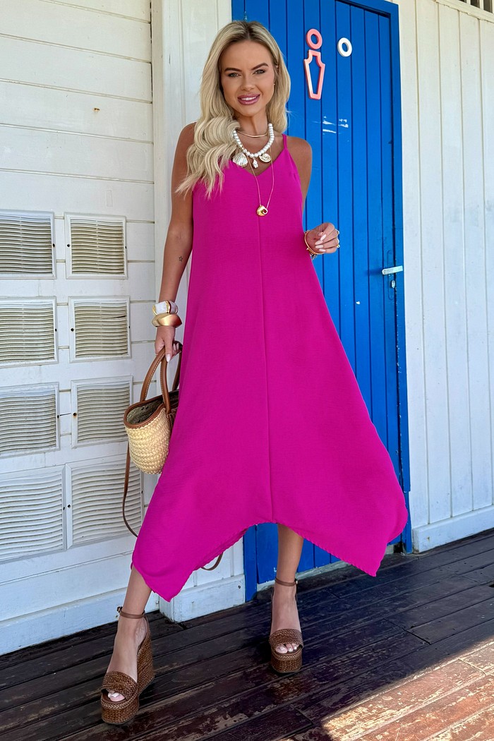 Vestido Midi Pontas Aura Pink