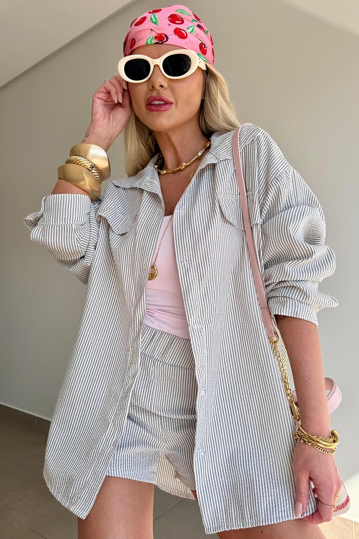 Camisa Listrada Sicília Cinza