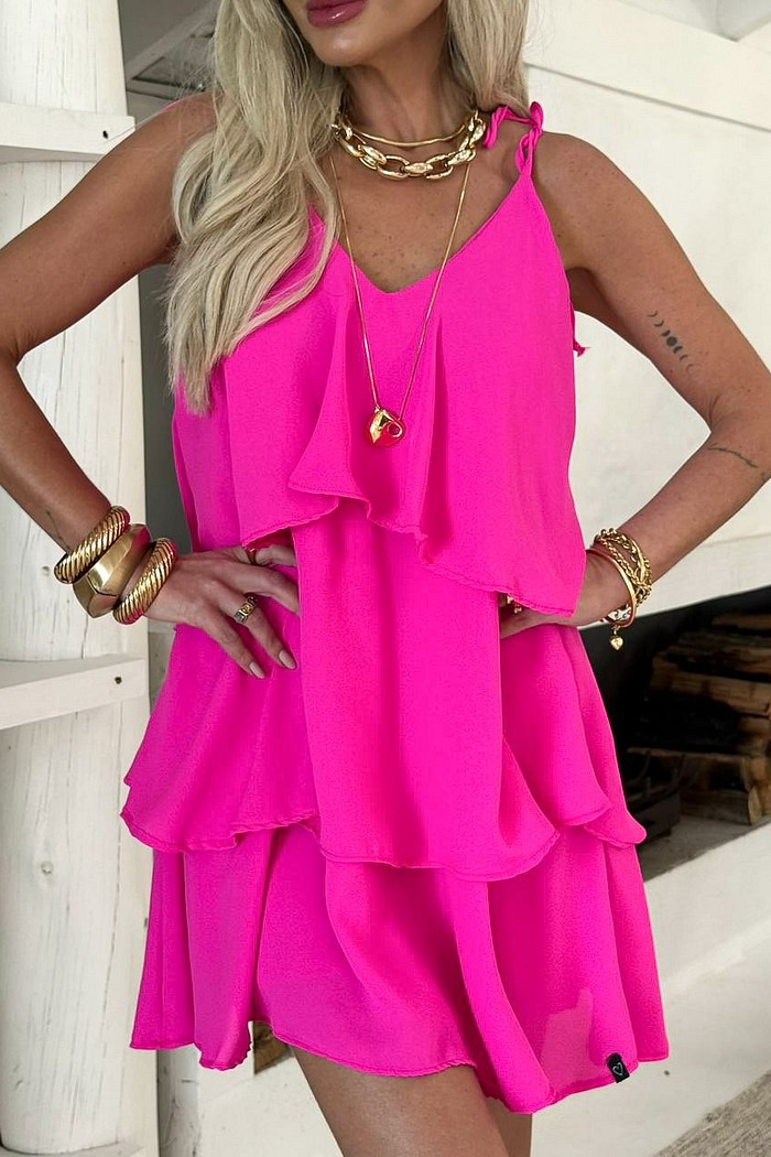 Vestido Curto 3 Camadas Solar Pink