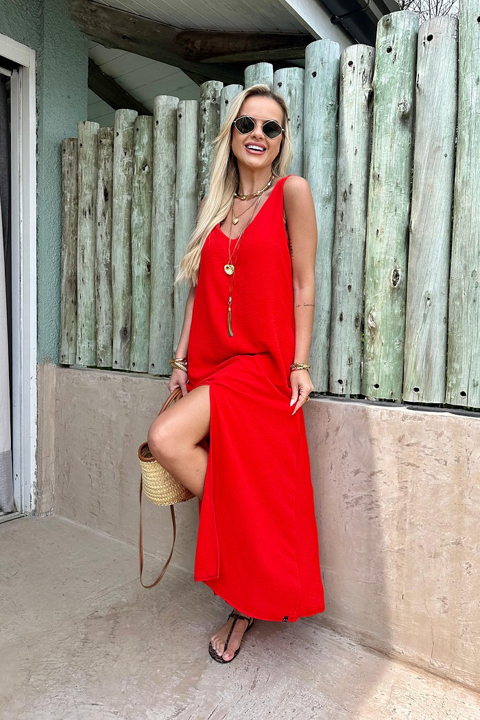 Vestido Midi Mahina Vermelho