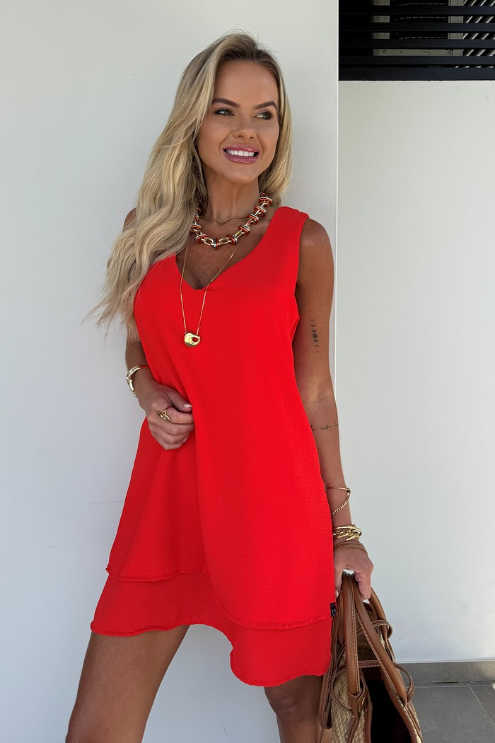 Vestido Maya Sem Mangas Vermelho