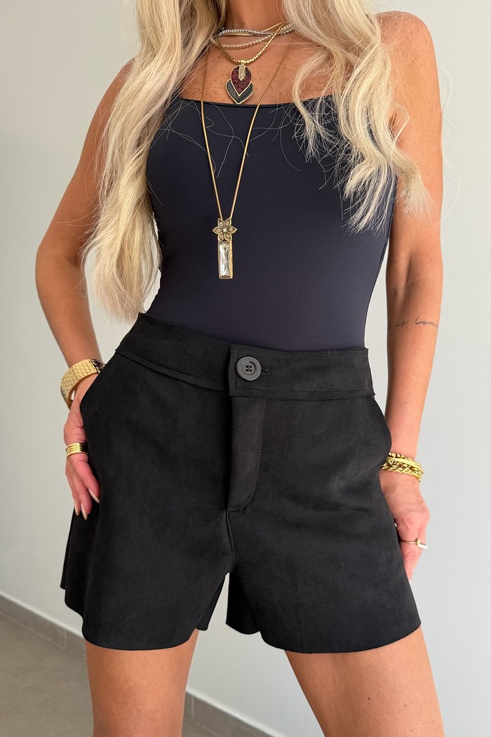 Shorts Suede Preto