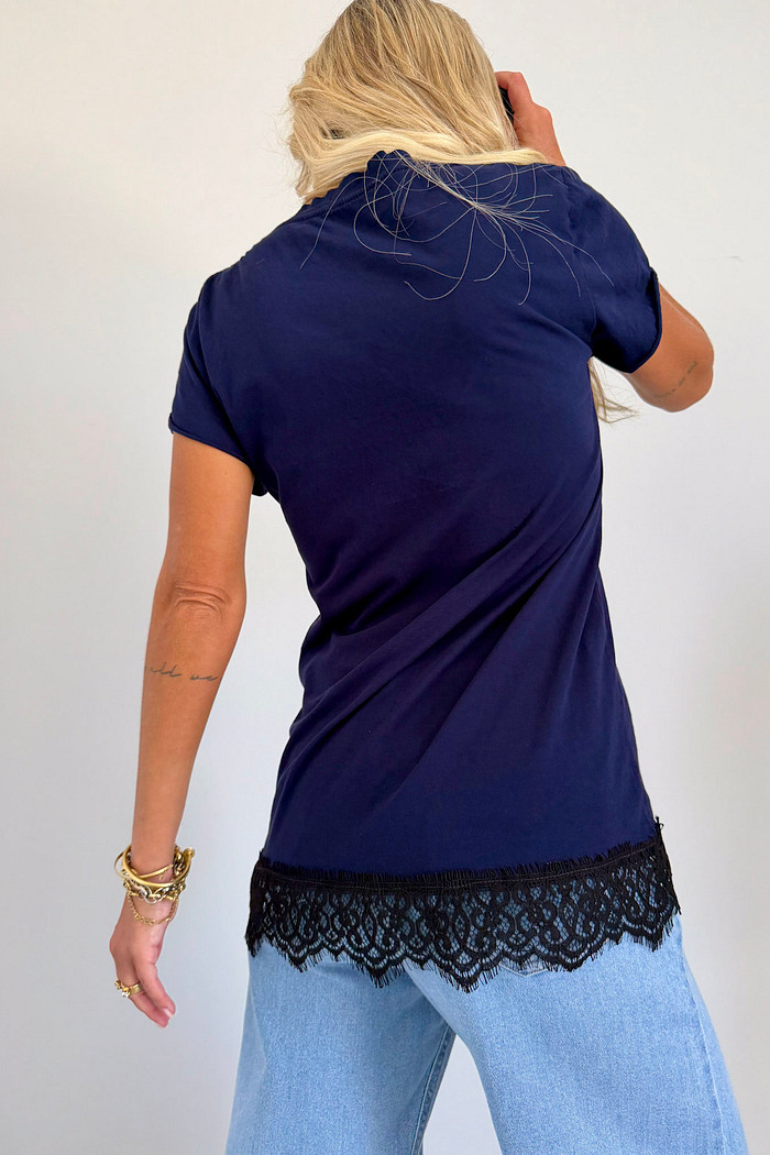 T-shirt Renda Azul Marinho
