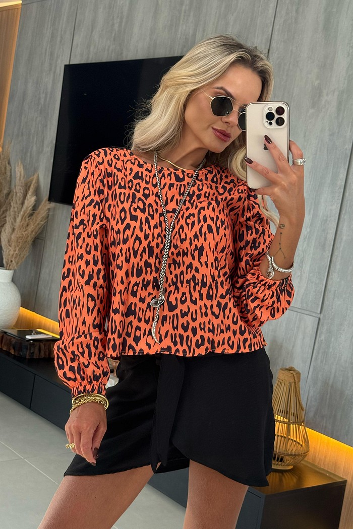 Blusa Lindsay Manga Longa Laranja