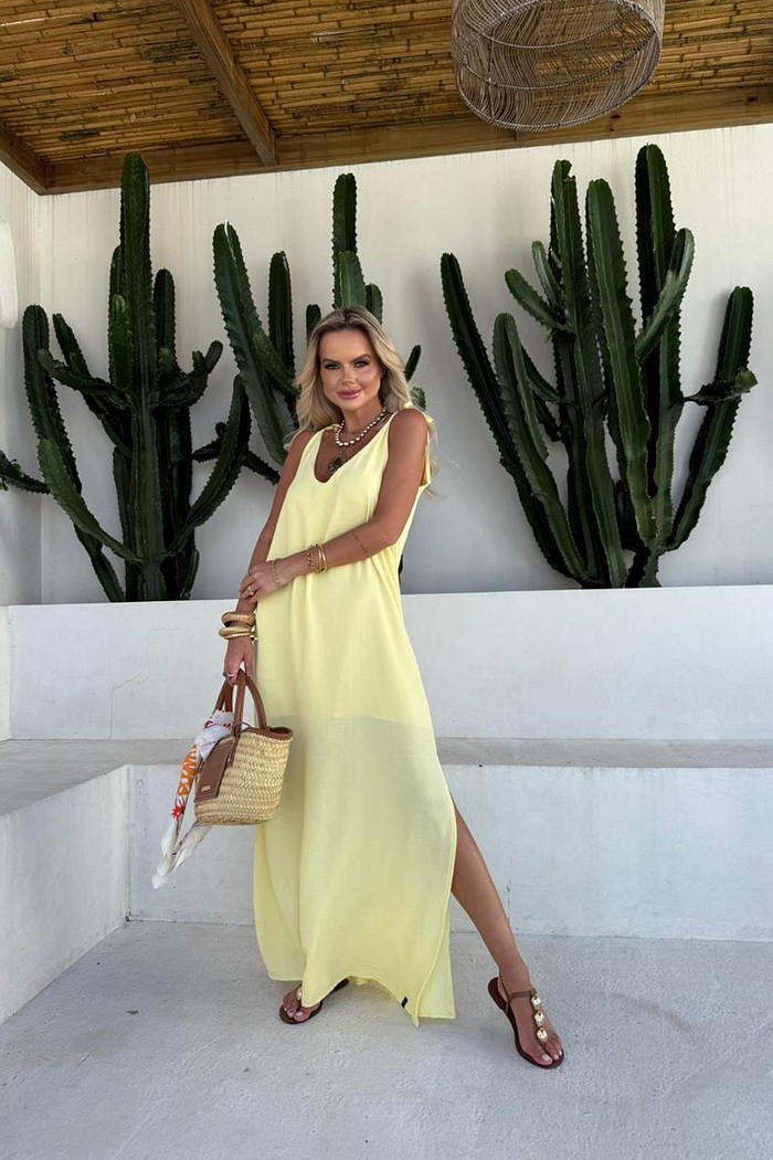 Vestido Longo Ibiza Amarelo Manteiga