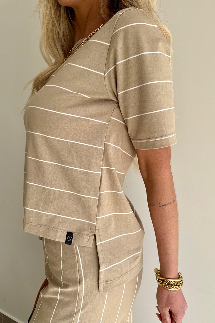 Blusa Malha Listras Nude