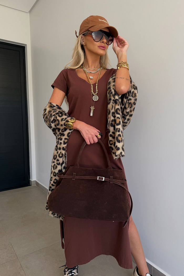 Vestido Midi V Marrom
