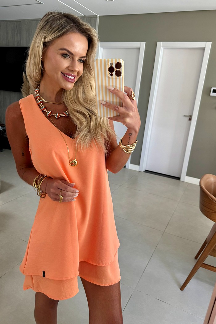 Vestido Maya Sem Mangas Pêssego