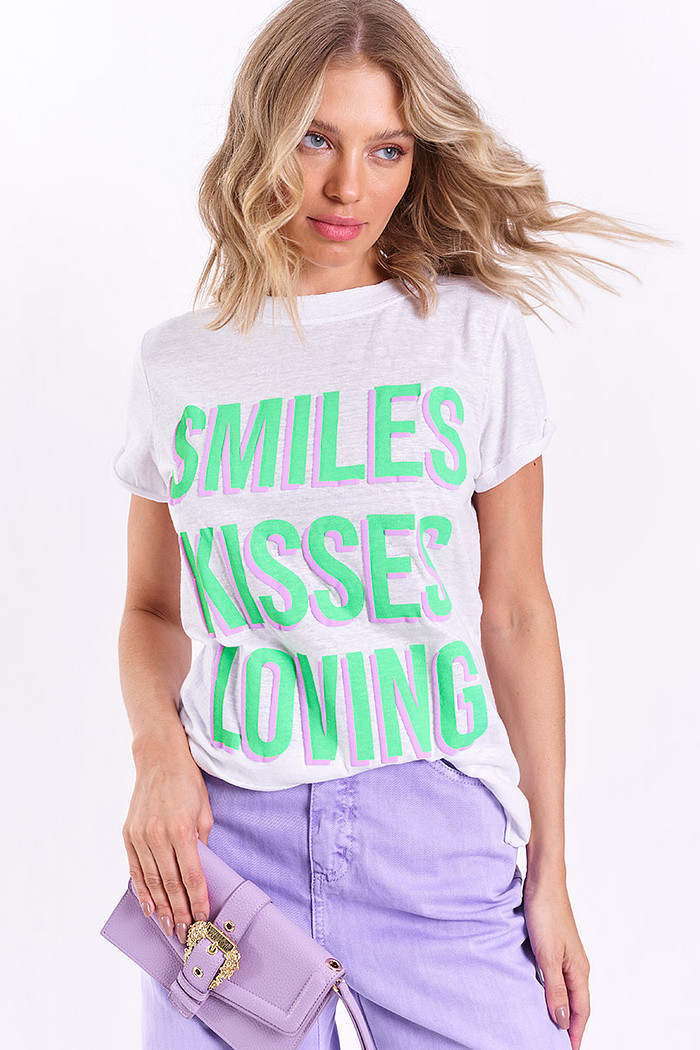 T-shirt Smiles Branco com Verde