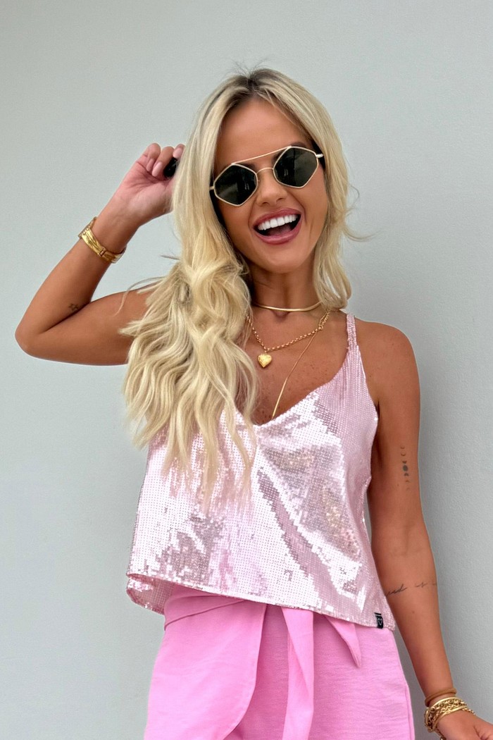 Blusa Paty Rosa Algodão Doce