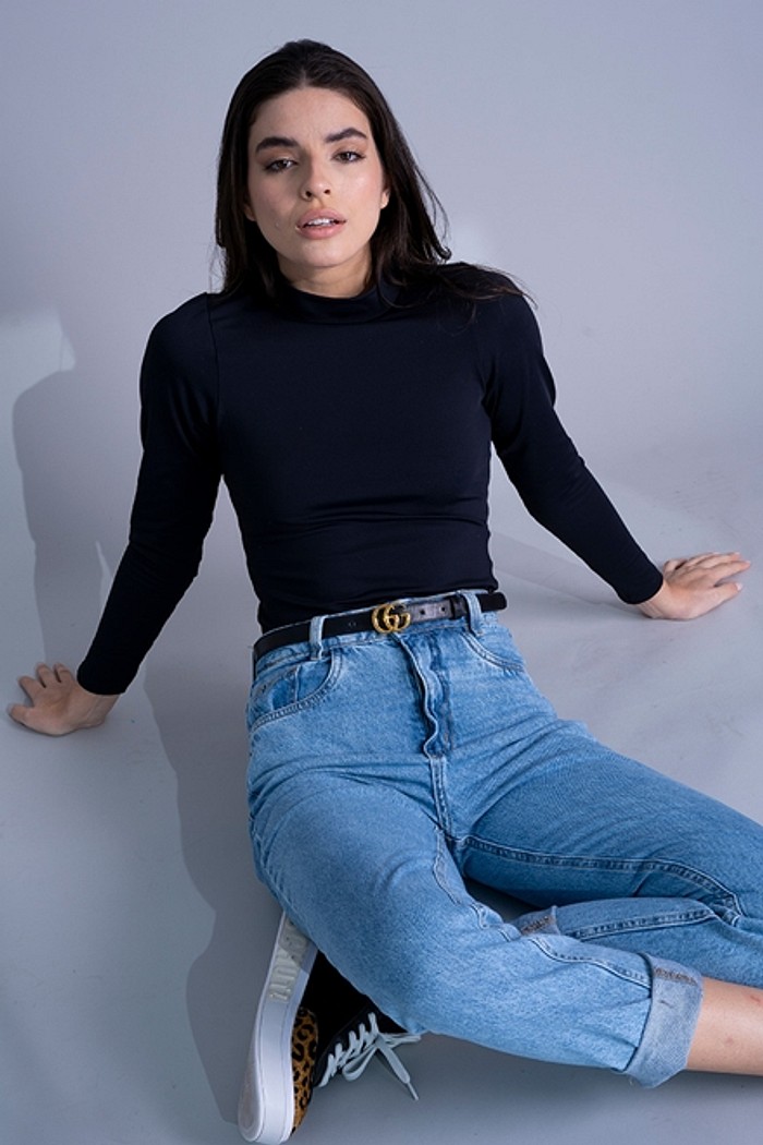 Blusa Manga Longa Helanca Preta