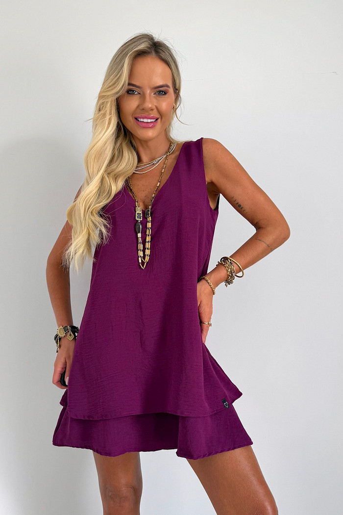 Vestido Maya Sem Mangas New Bordô