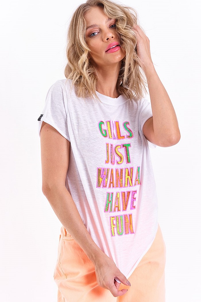 T-Shirt Girls Just Wanna Have Fun Branca