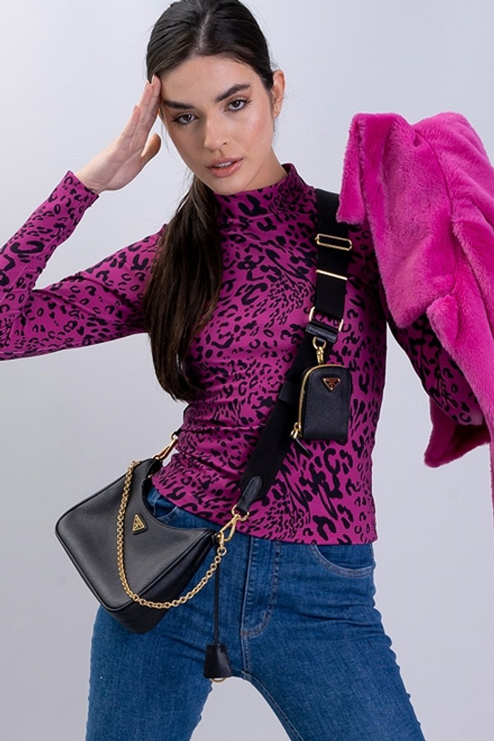 Blusa Animal Print Fúcsia