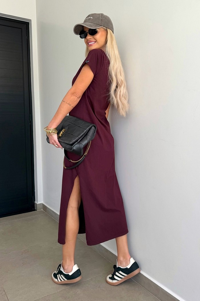 Vestido Midi V Bordô