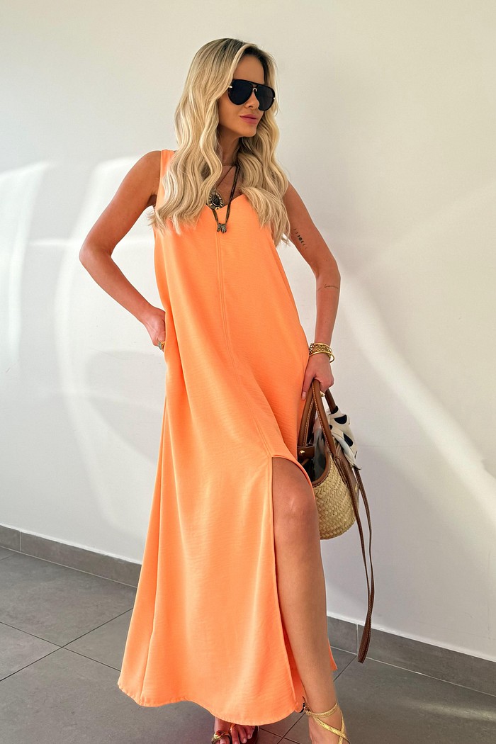 Vestido Midi Mahina Pêssego