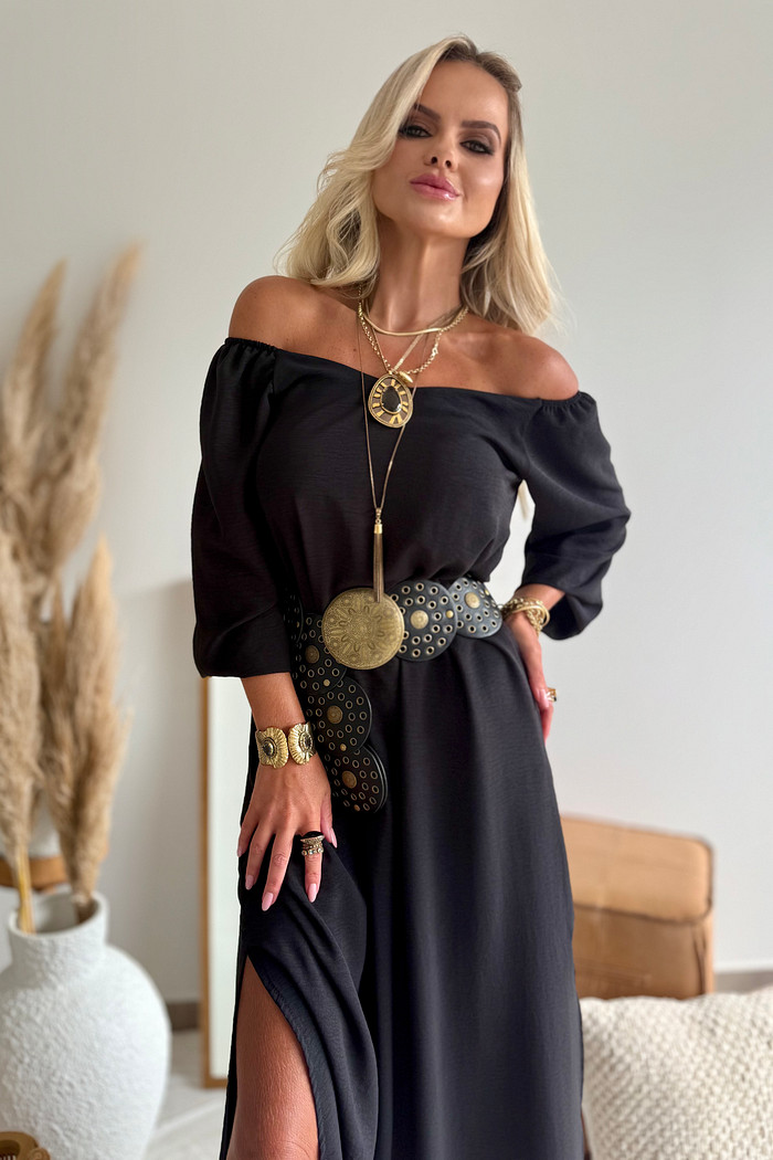 Vestido Boho Midi Olivia Preto
