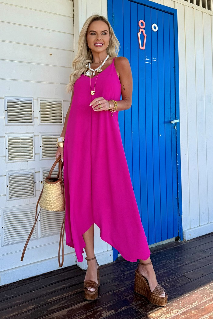 Vestido Midi Pontas Aura Pink