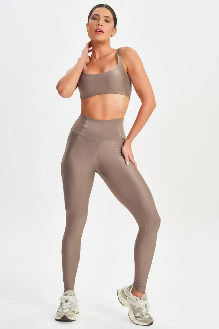 Legging Minimal Bold Castanho - Let’s Gym