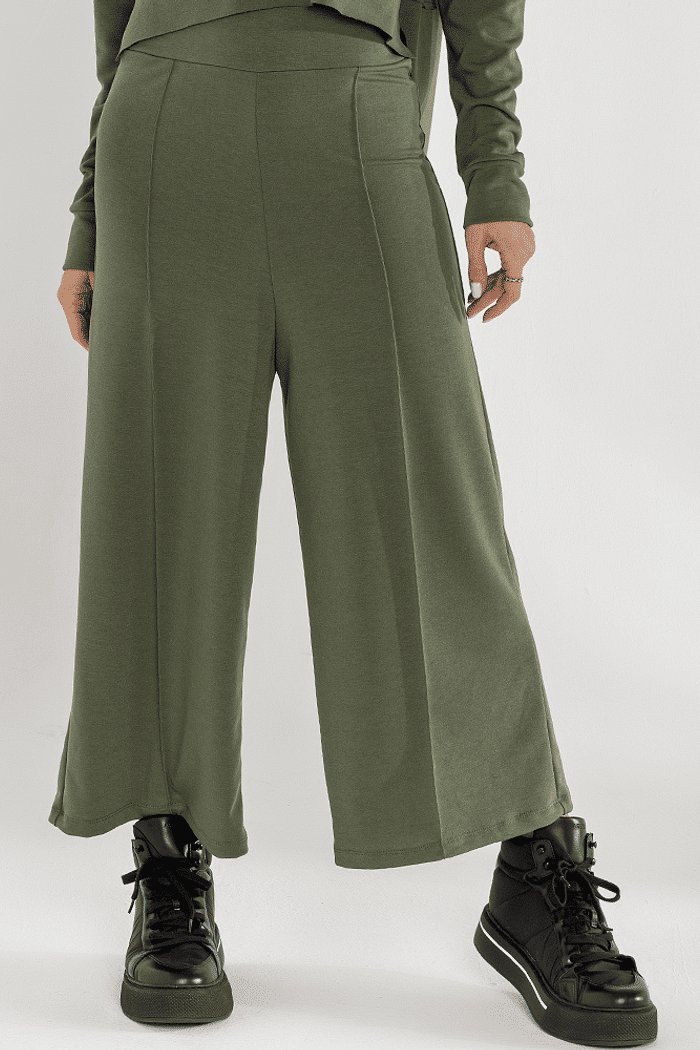 Calça Wide com Nervura Verde De Chelles FT0970CA