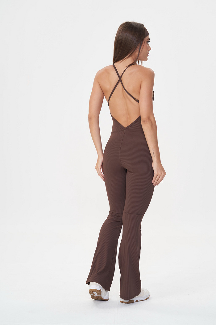 Macacão Flare Comfort Rib Coffee - Let's Gym