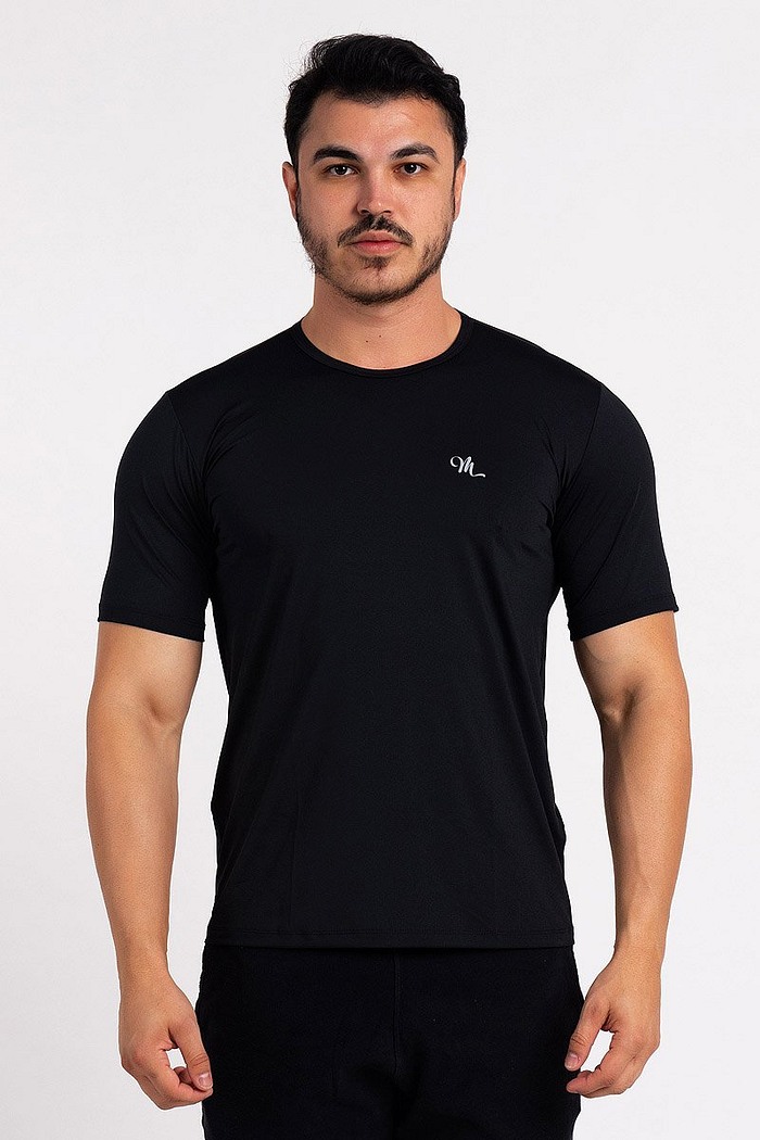 Camiseta Proteção Solar UV DRY Manga Curta Masculina Preto