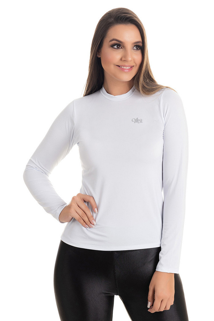 Camiseta Térmica Manga Longa Feminina Peluciada Branco