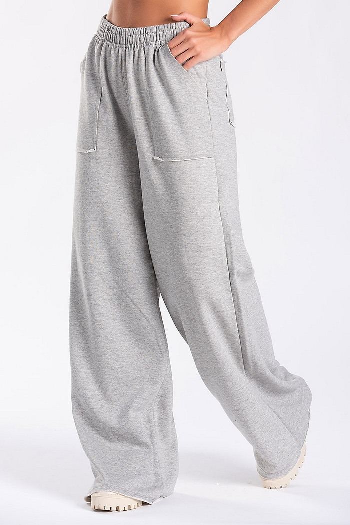 Calça Wide Leg Moletom Mescla