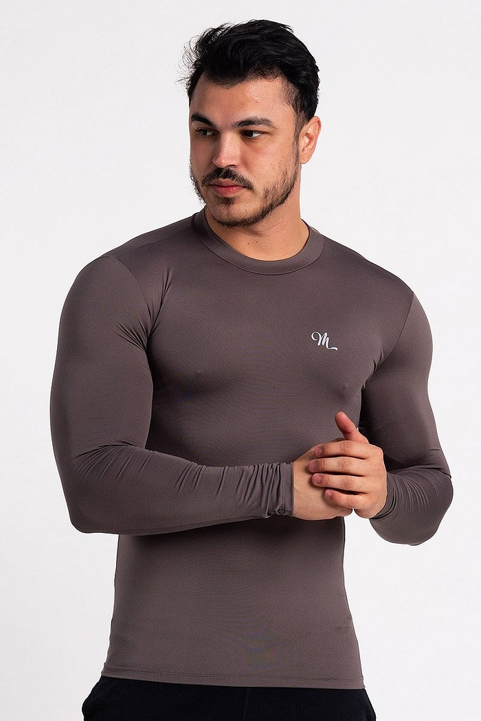 Camiseta Térmica Manga Longa Masculina Chumbo