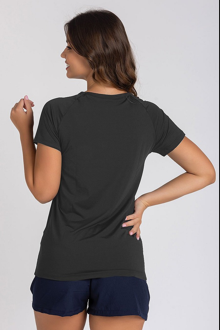 Camiseta Feminina UV Dry Manga Curta Raglan Chumbo