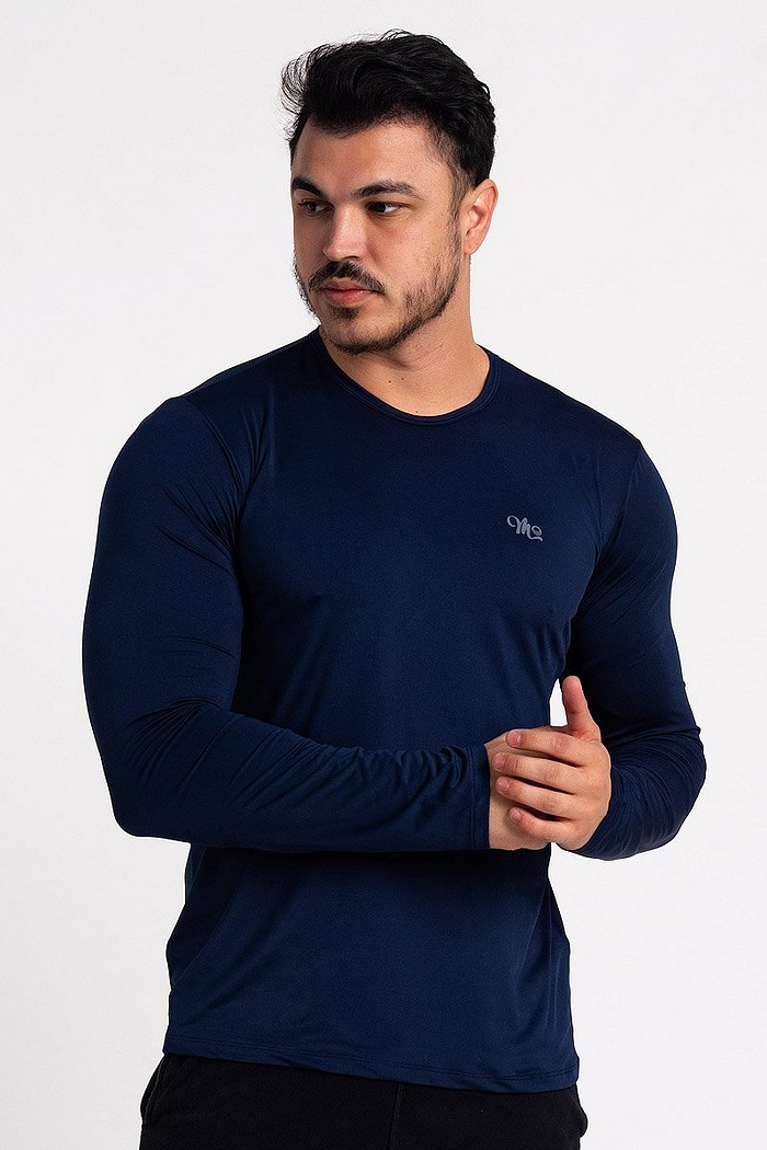 Camiseta Proteção Solar UV DRY Manga Longa Masculina Marinho