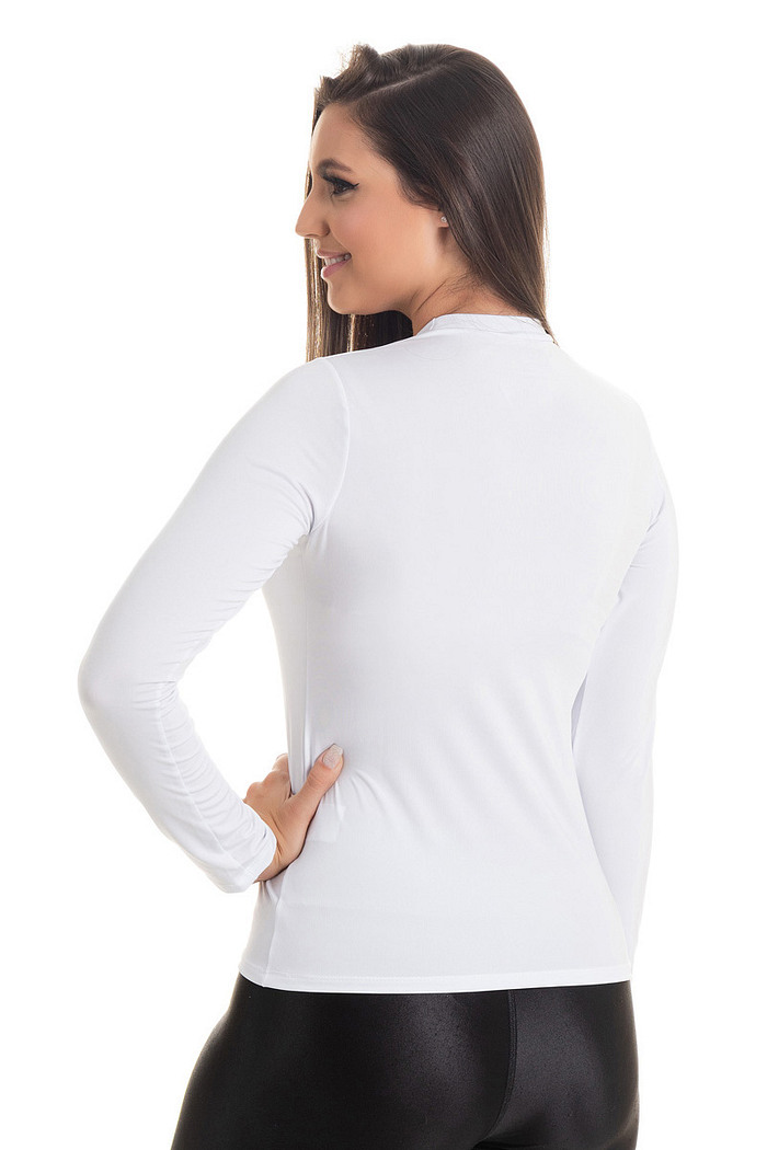 Camiseta Térmica Manga Longa Feminina Peluciada Branco