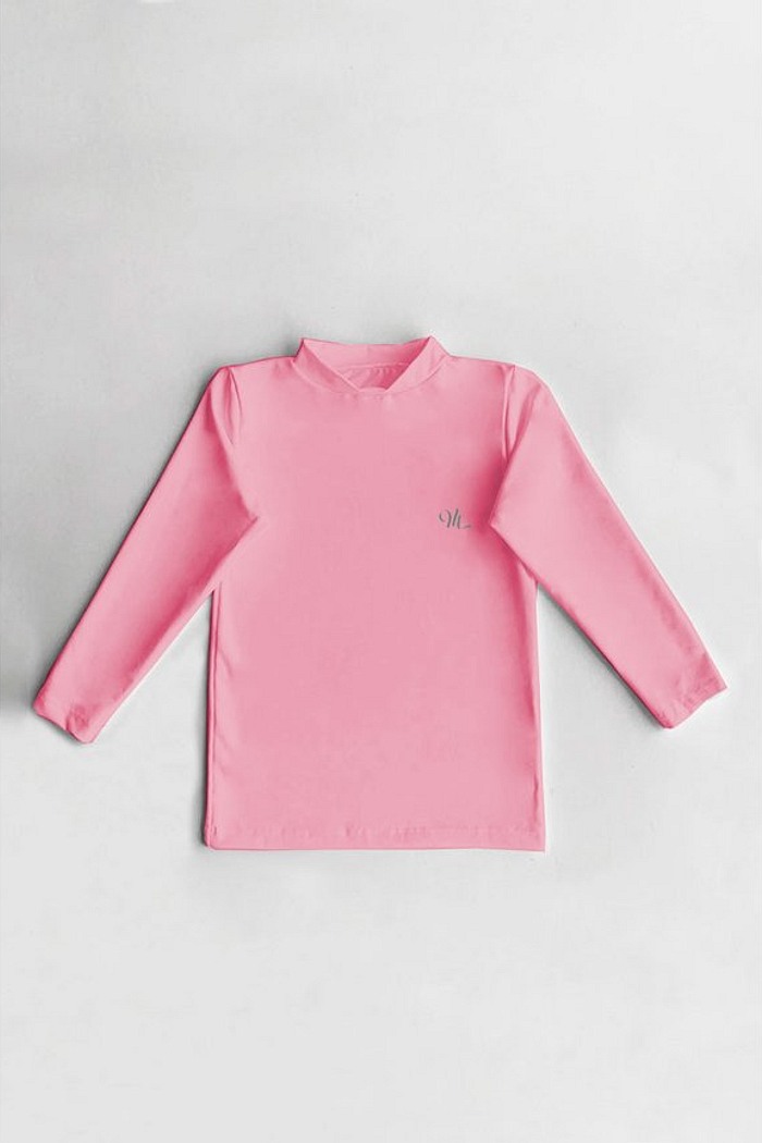Camiseta Térmica Manga Longa Peluciada Infantil Rosa