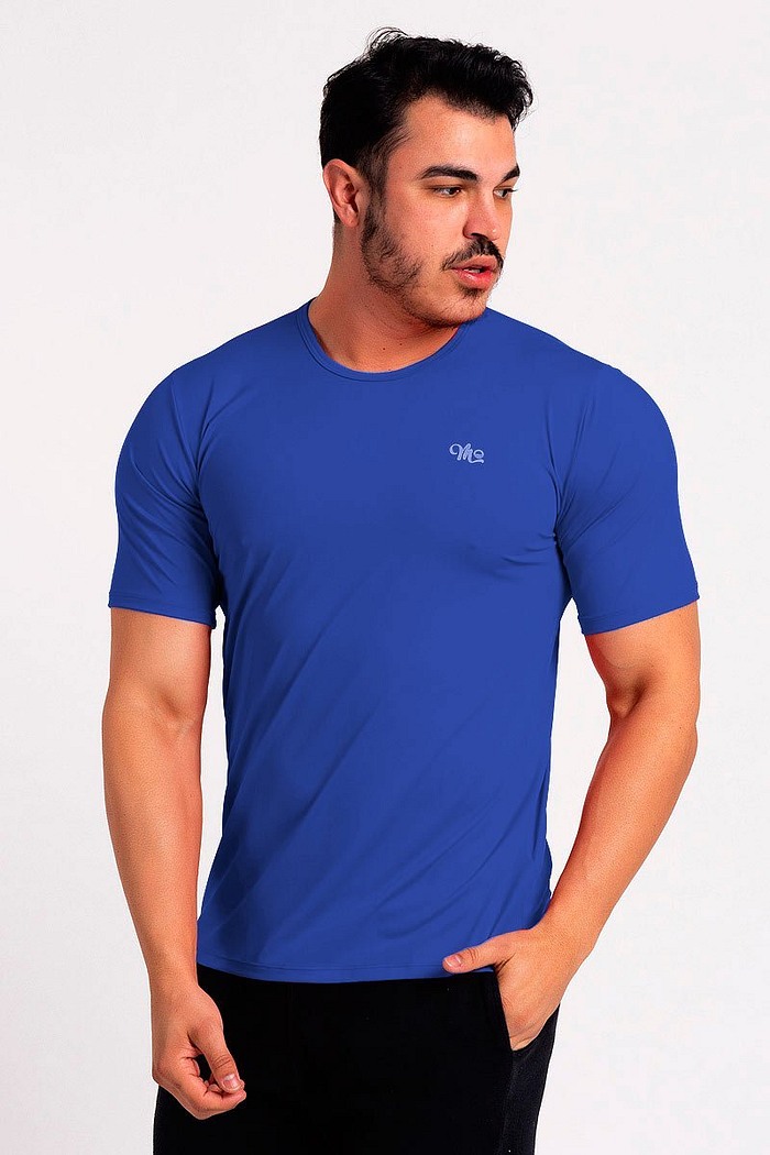 Camiseta Proteção Solar UV DRY Manga Curta Masculina Azul Royal