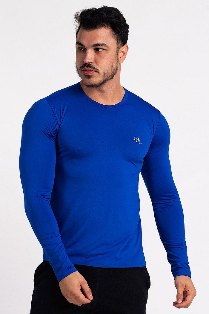 Camiseta Proteção Solar UV DRY Manga Longa Masculina Azul Royal