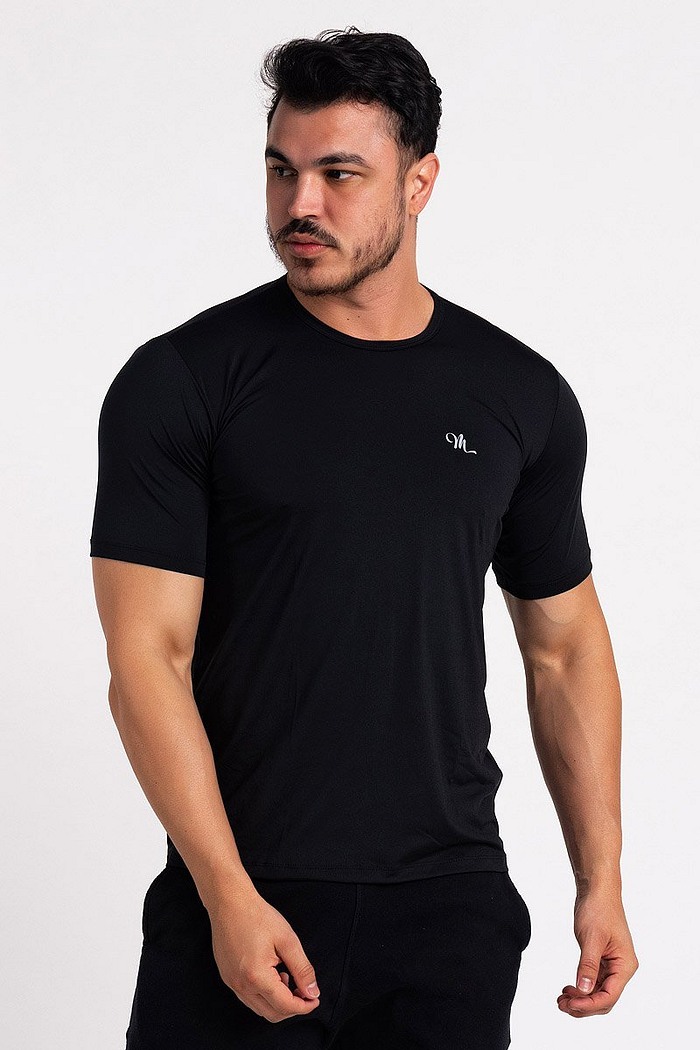 Camiseta Proteção Solar UV DRY Manga Curta Masculina Preto