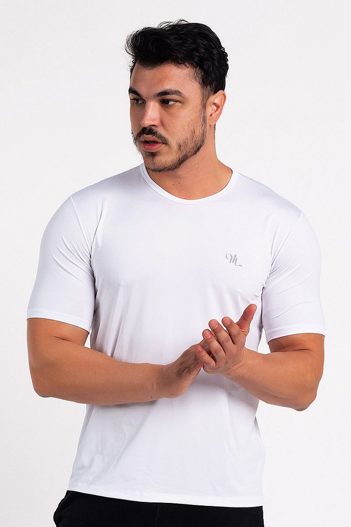 Camiseta Proteção Solar UV DRY Manga Curta Masculina Branco