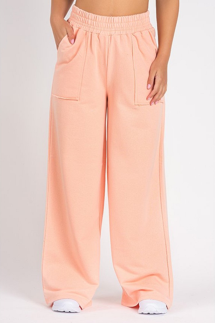 Calça Wide Leg Moletom Salmão