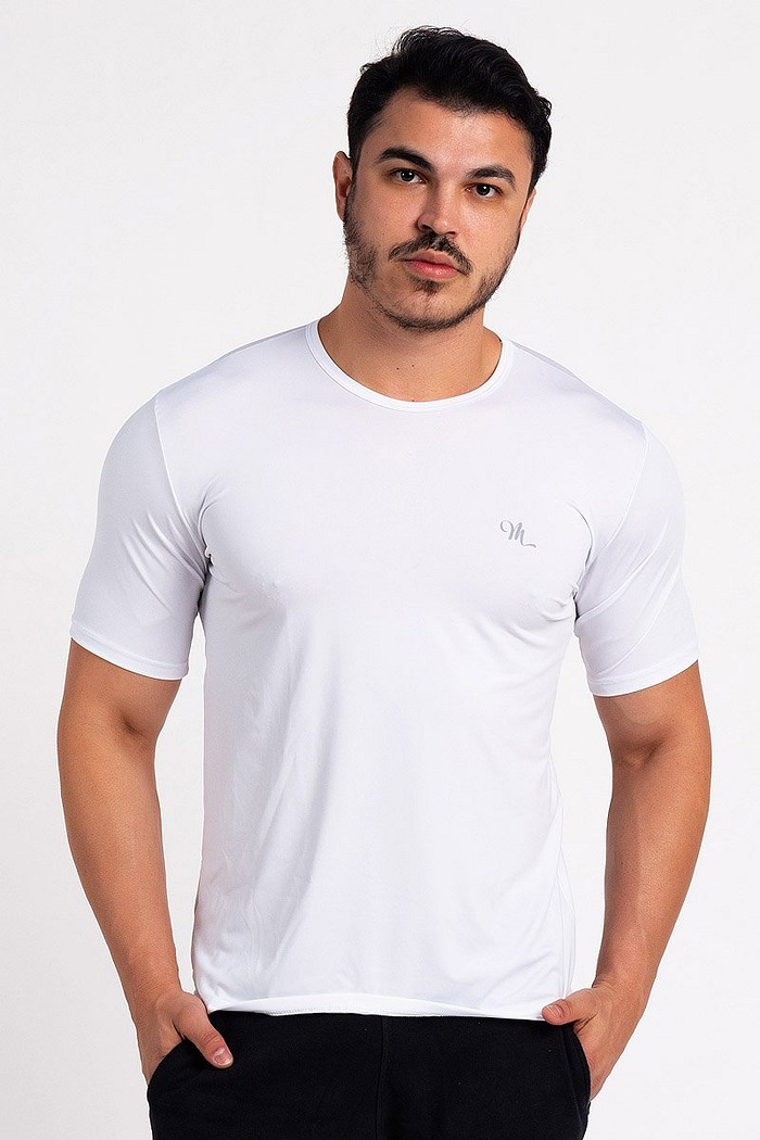 Camiseta Proteção Solar UV DRY Manga Curta Masculina Branco
