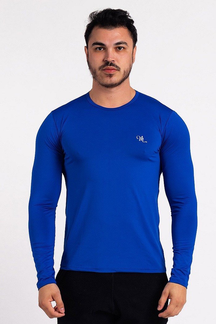 Camiseta Proteção Solar UV DRY Manga Longa Masculina Azul Royal