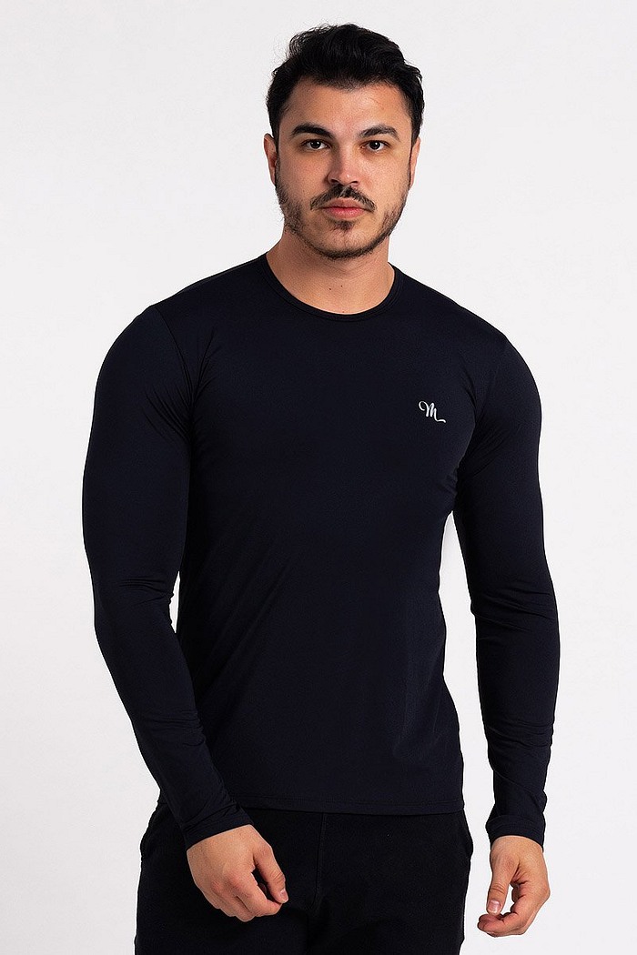 Camiseta Proteção Solar UV DRY Manga Longa Masculina Preto