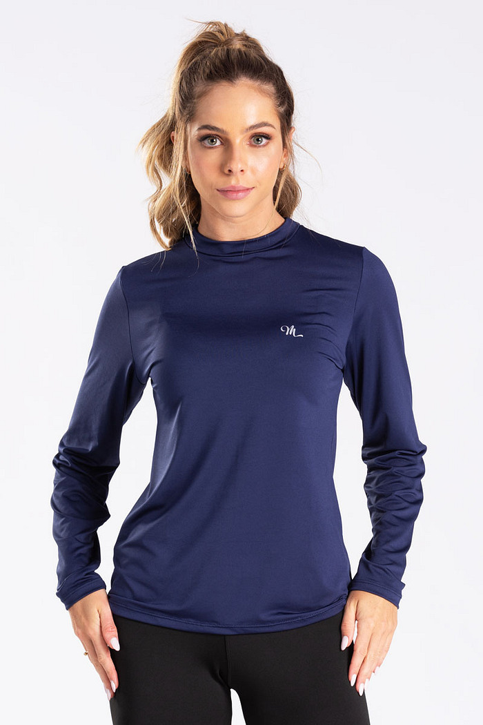 Camiseta Térmica Manga Longa Feminina Peluciada Marinho