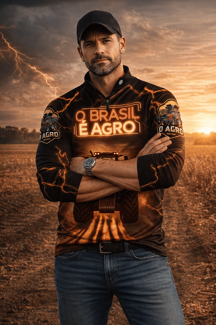 Camiseta Gola Alta UV 50+ O Brasil É Agro 