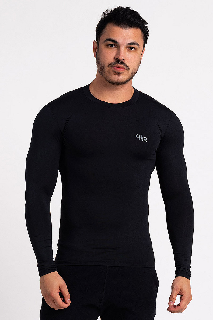 Camiseta Térmica Manga Longa Masculina Peluciada Preto